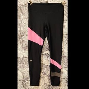 Under Armor | HeatGear Leggings | Womens | Size M | Pink | Black | Running | UA